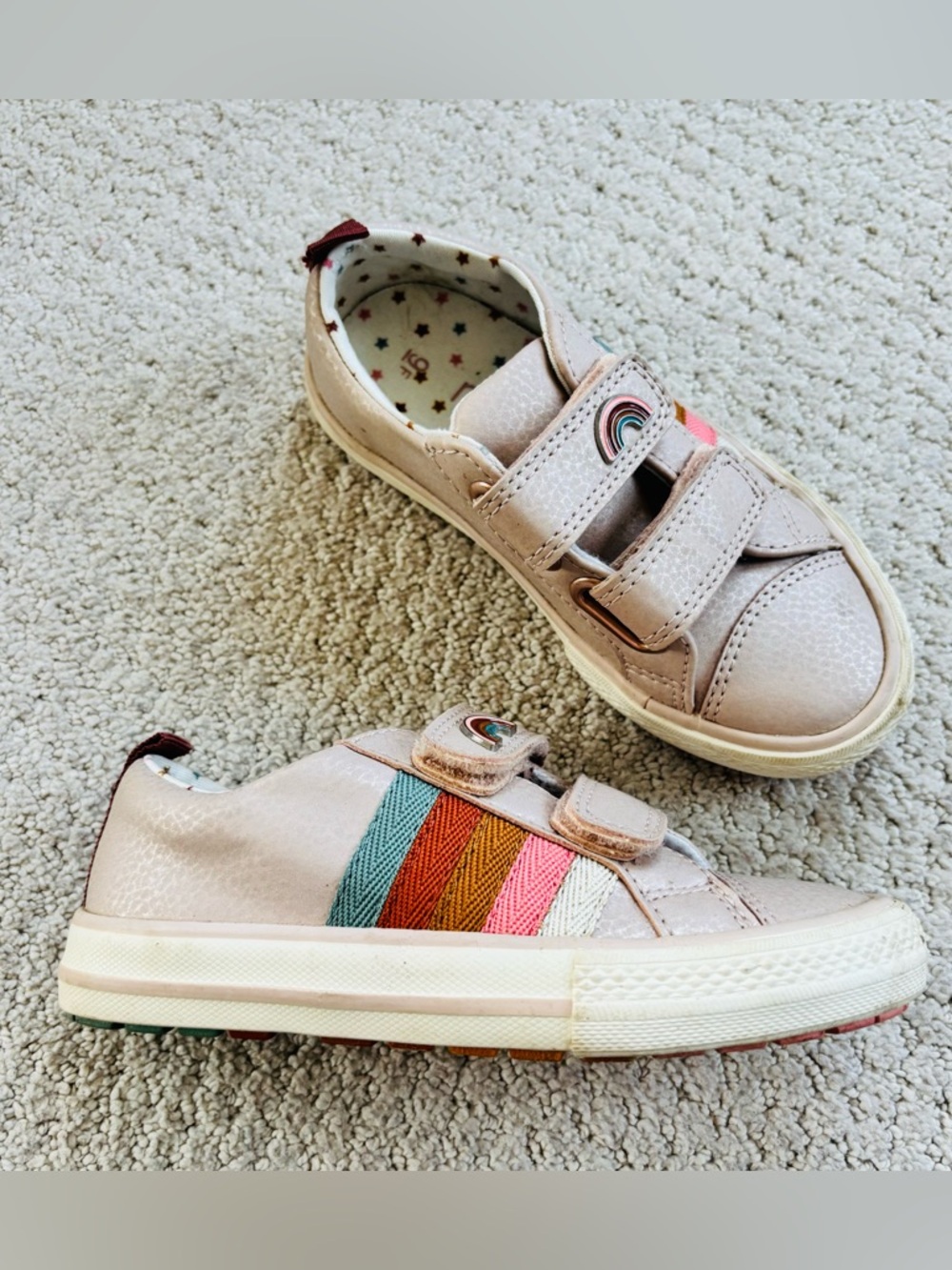 Next Kids retro Velcro Sneakers in Light Pink with Rainbow Accent